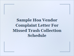 Complaint Letter for Missed Hoa Trash Collection Service